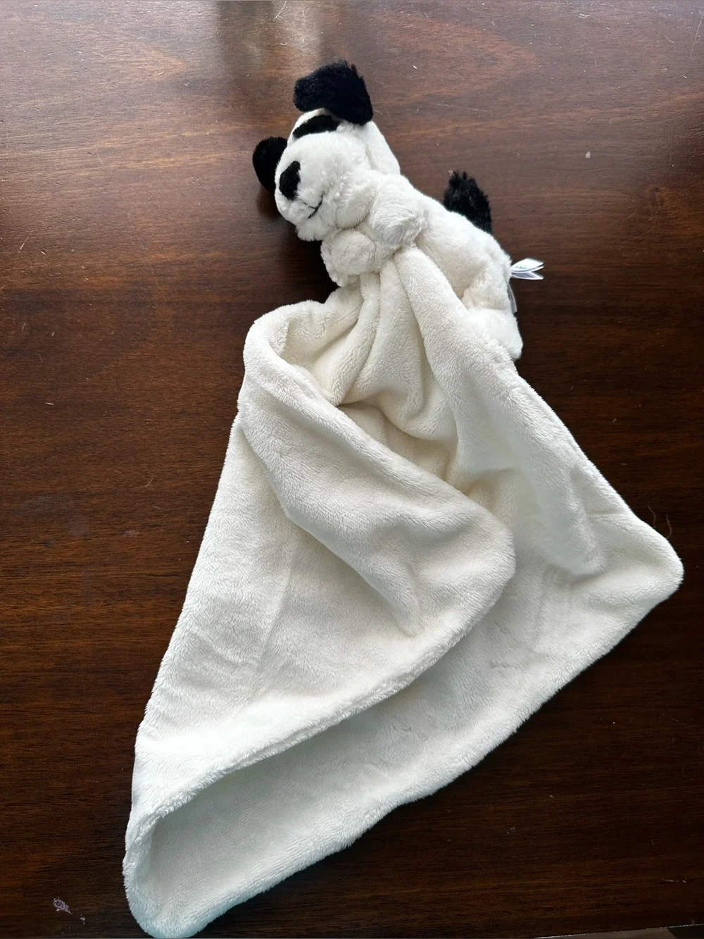 Jellycat Bashful Black & Cream Puppy Soother, a soft security blanket
